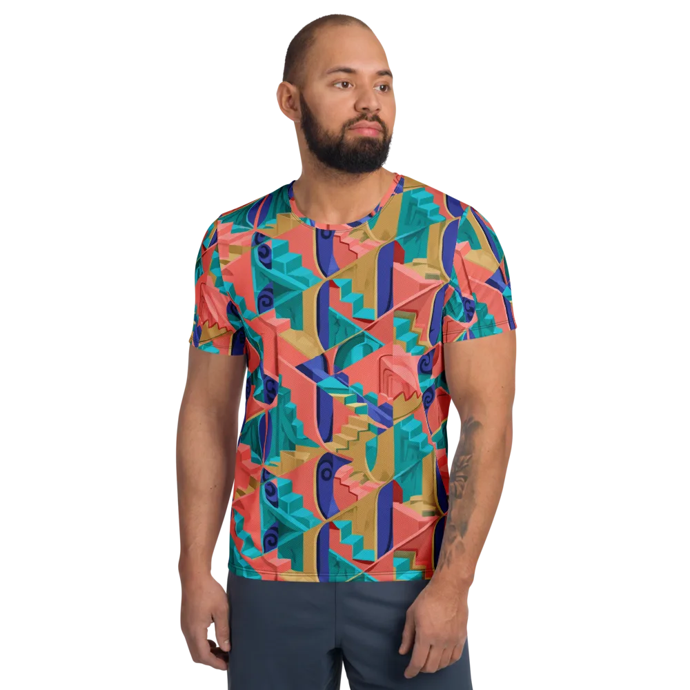 Chromatic Stairwell on Men's Athletic T-Shirt — Front