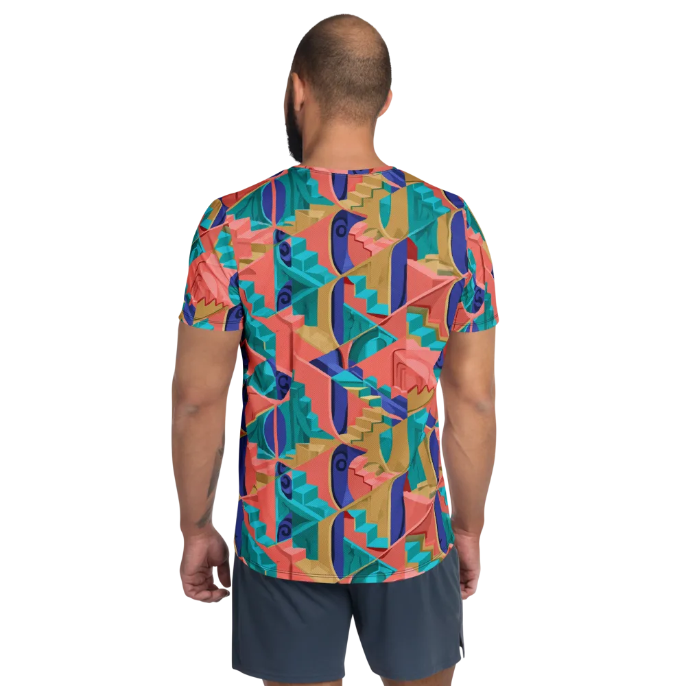 Chromatic Stairwell on Men's Athletic T-Shirt — Back
