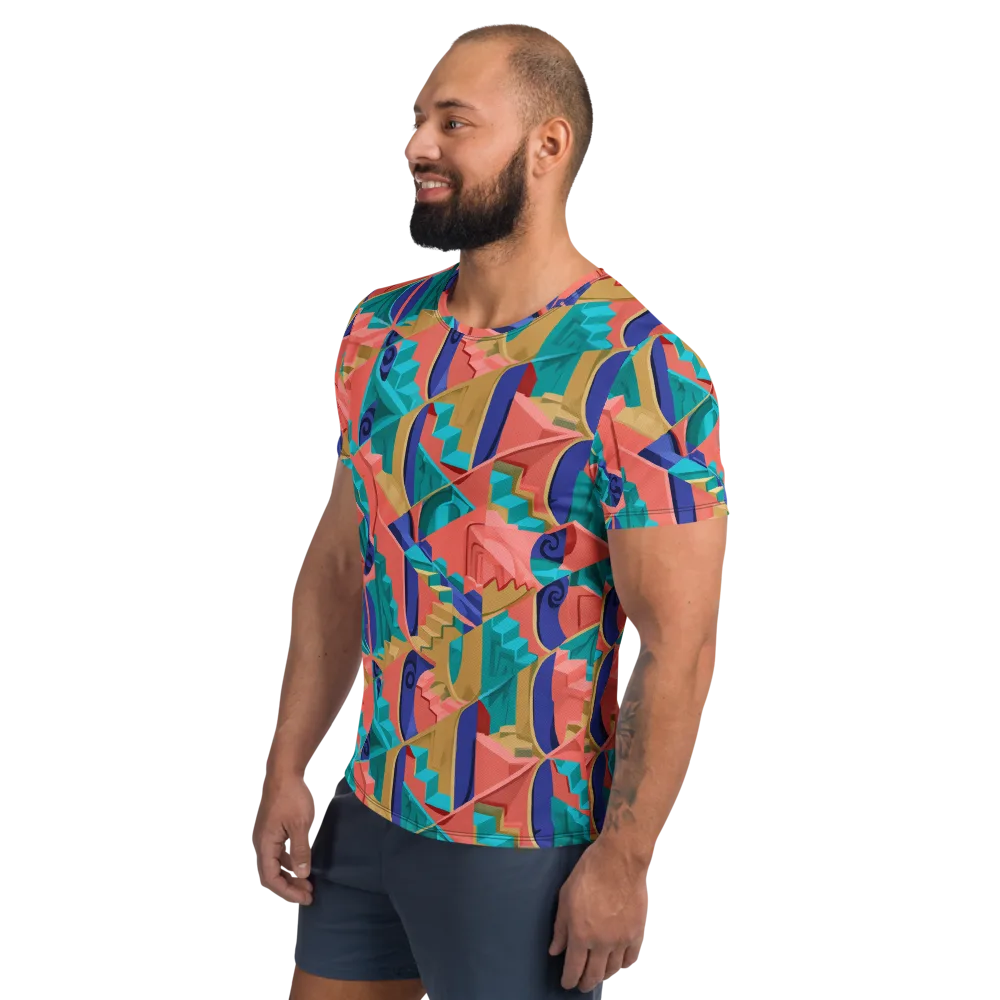 Chromatic Stairwell on Men's Athletic T-Shirt — Left