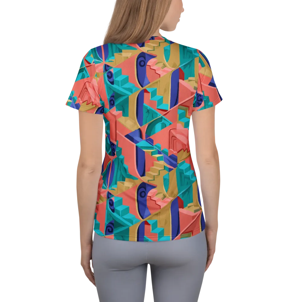 Chromatic Stairwell on Women's Athletic T-Shirt — Back