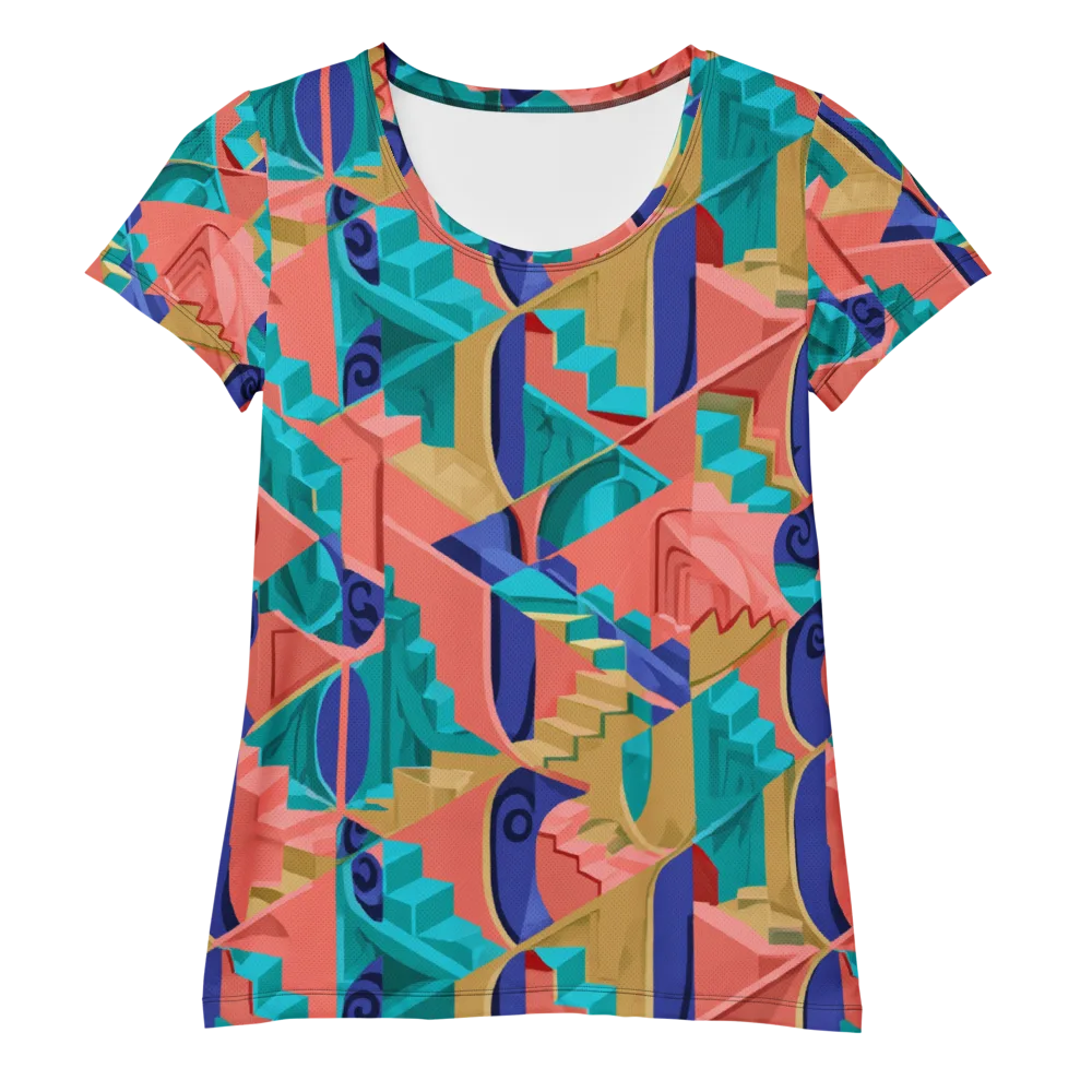 Chromatic Stairwell on Women's Athletic T-Shirt — Front