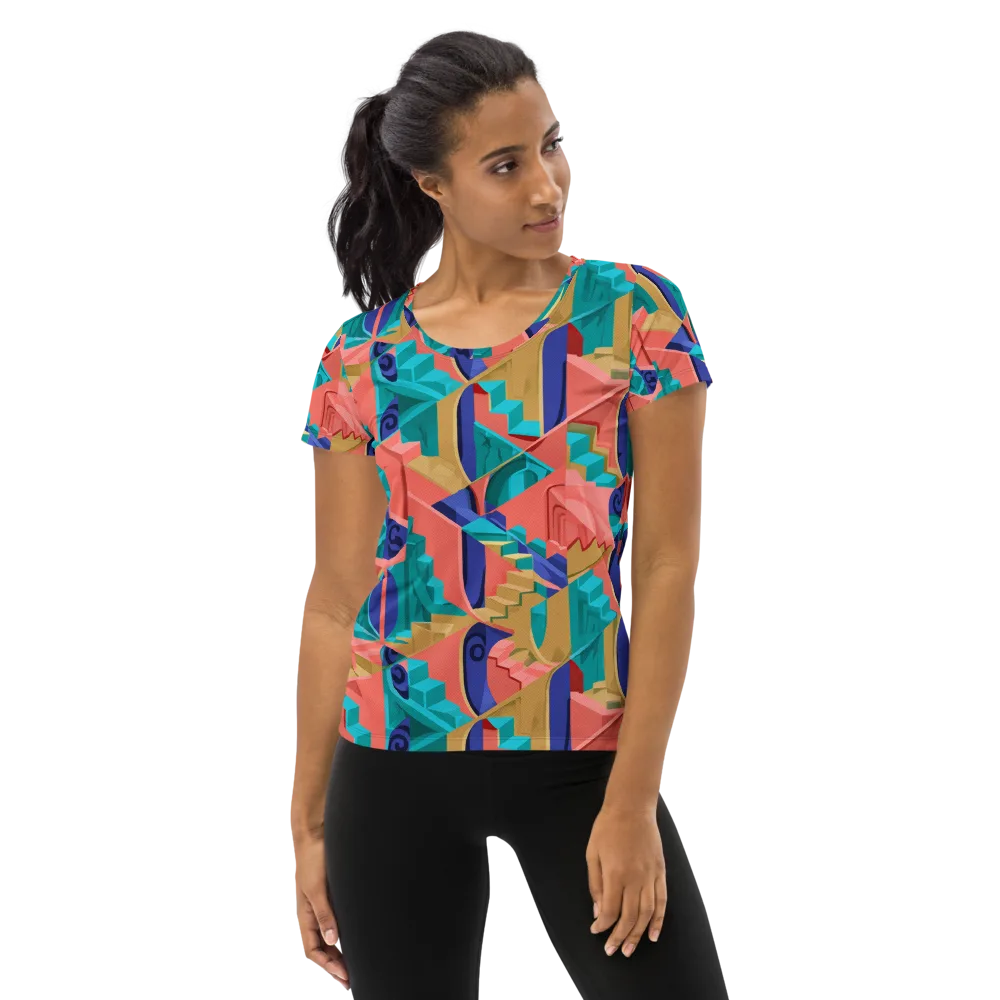 Chromatic Stairwell on Women's Athletic T-Shirt — Front