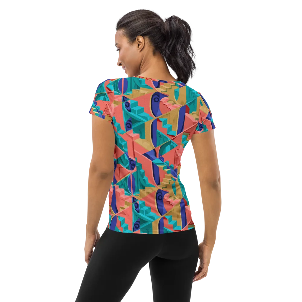 Chromatic Stairwell on Women's Athletic T-Shirt — Back