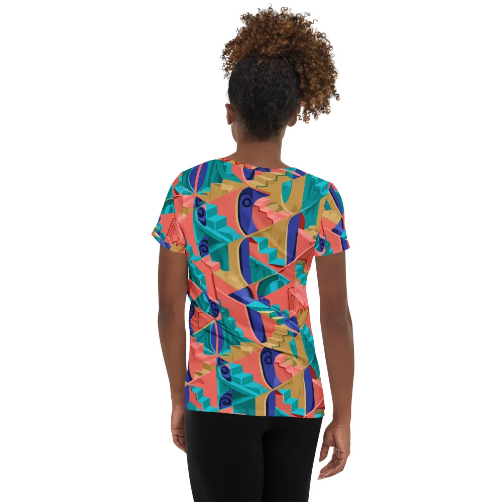 Chromatic Stairwell on Women's Athletic T-Shirt — Back
