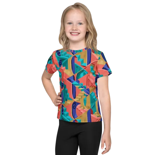 Chromatic Stairwell on a Kids Crew Neck T-Shirt