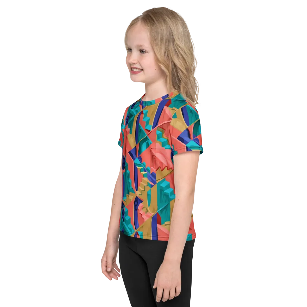 Chromatic Stairwell on Kids Crew Neck T-Shirt — Left