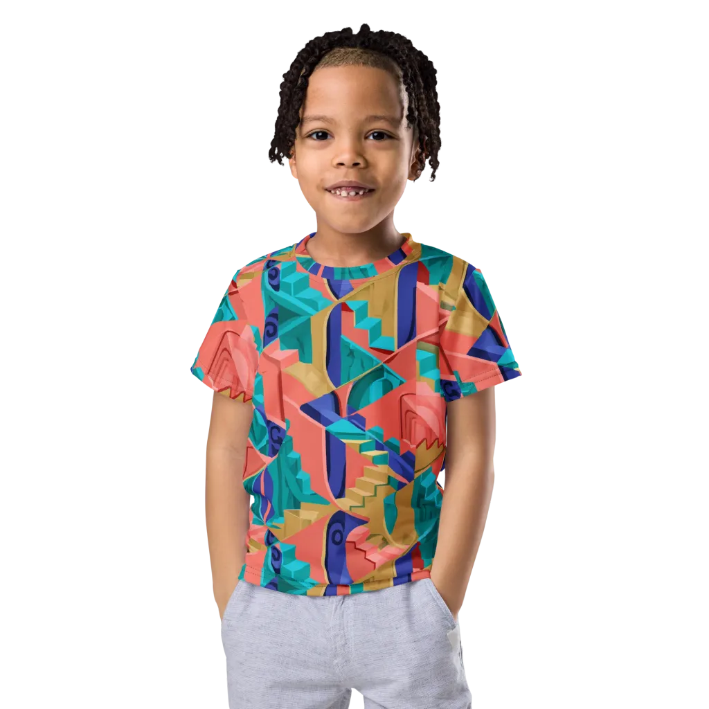 Chromatic Stairwell on Kids Crew Neck T-Shirt — Front