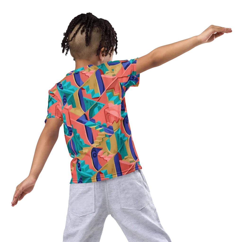 Chromatic Stairwell on Kids Crew Neck T-Shirt — Back