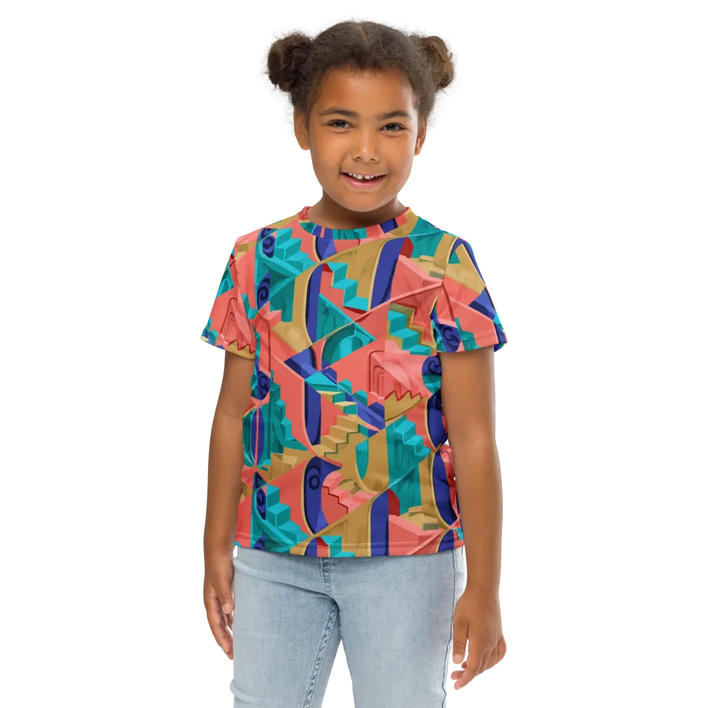 Chromatic Stairwell on Kids Crew Neck T-Shirt — Front