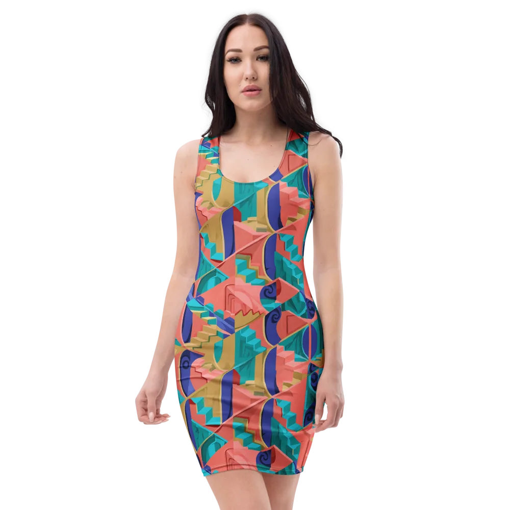 Chromatic Stairwell on Bodycon Dress — Front