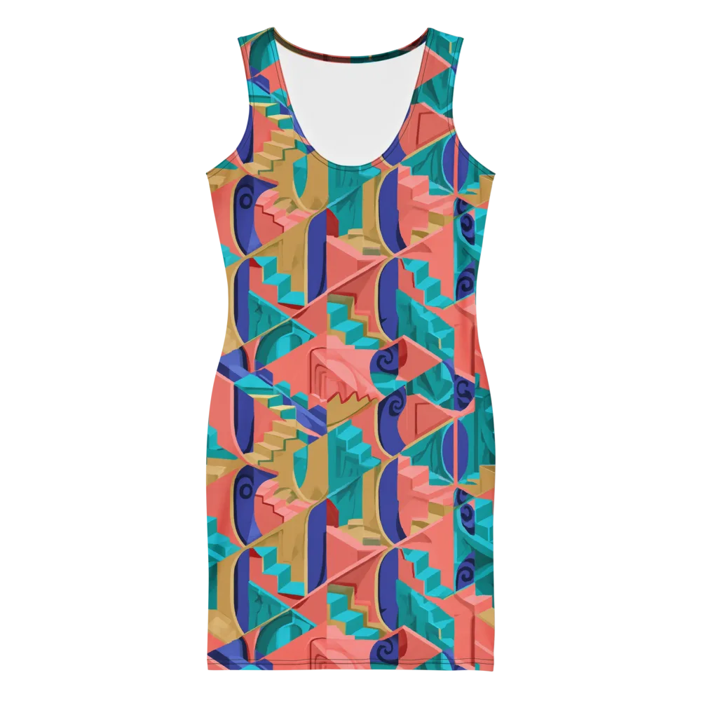Chromatic Stairwell on Bodycon Dress — Front