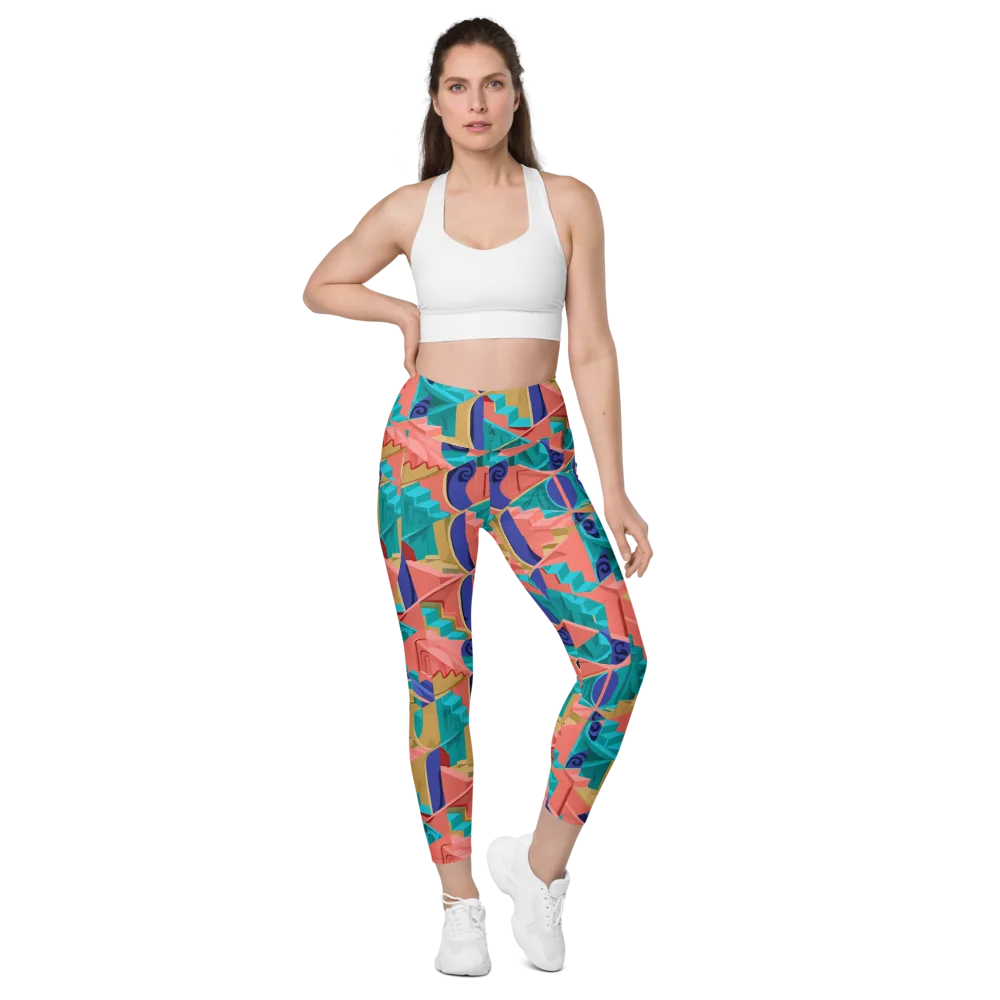 Chromatic Stairwell on Leggings with Pockets — Front