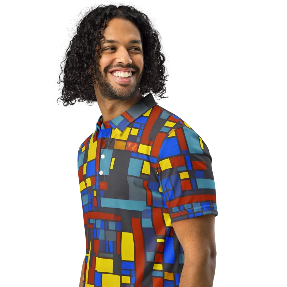 Cobalt Construct on Men's Slim Fit Polo Shirt — Left Front