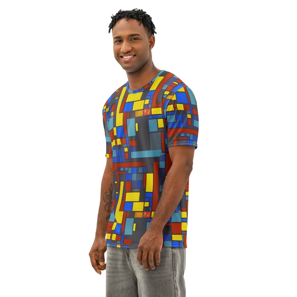 Cobalt Construct on Men's Cotton Crew Neck T-Shirt — Left Front
