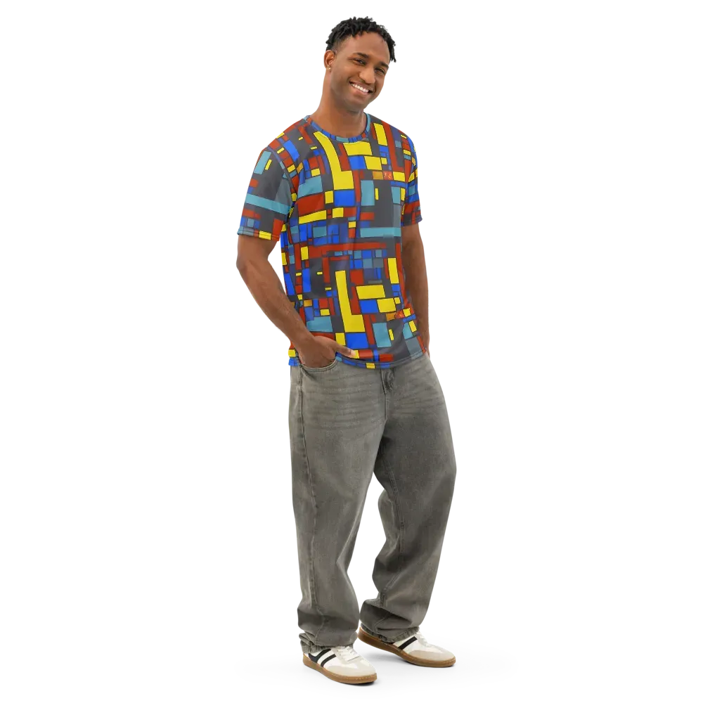 Cobalt Construct on Men's Cotton Crew Neck T-Shirt — Right Front