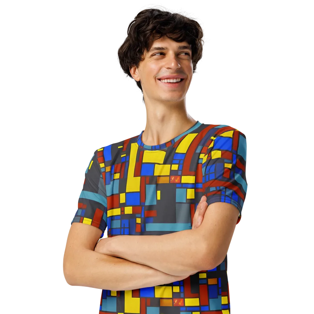 Cobalt Construct on Men's Crew Neck T-Shirt — Left Front