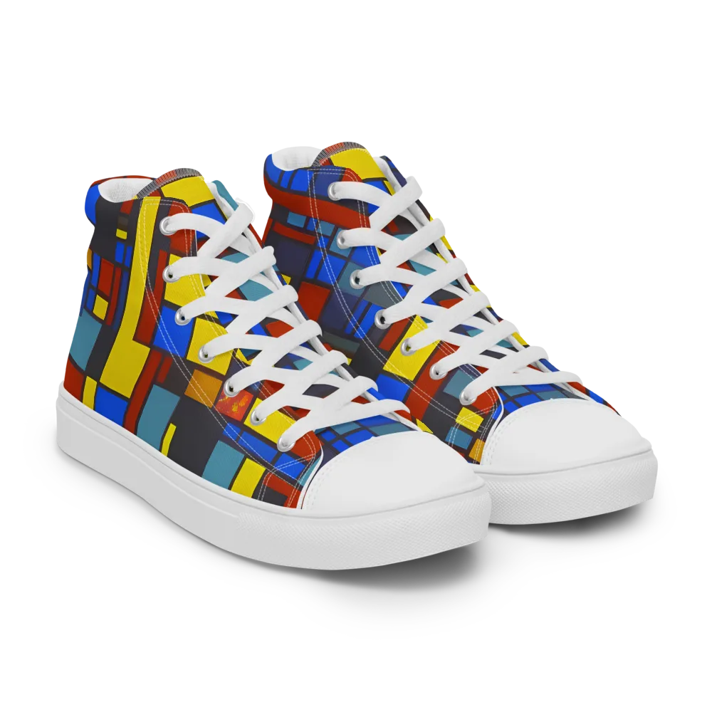 Cobalt Construct on Men's High Top Canvas Shoes — Right Front