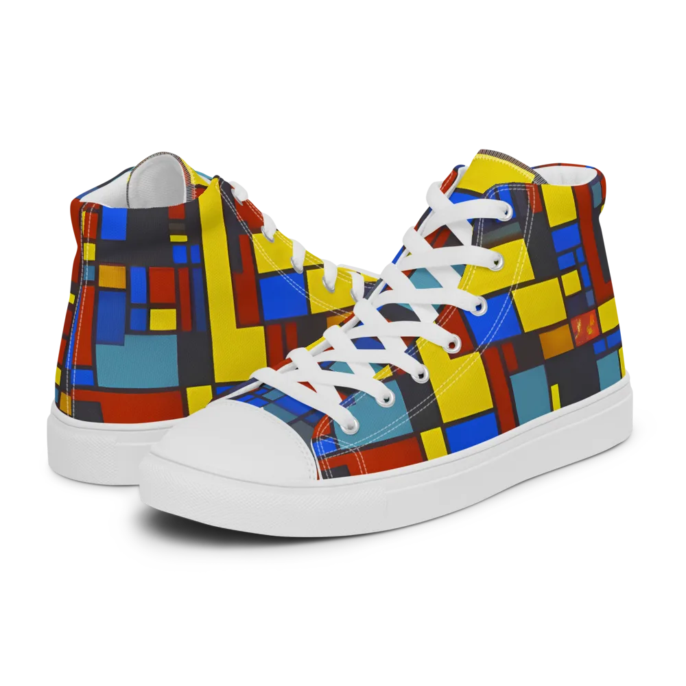 Cobalt Construct on Men's High Top Canvas Shoes — Left