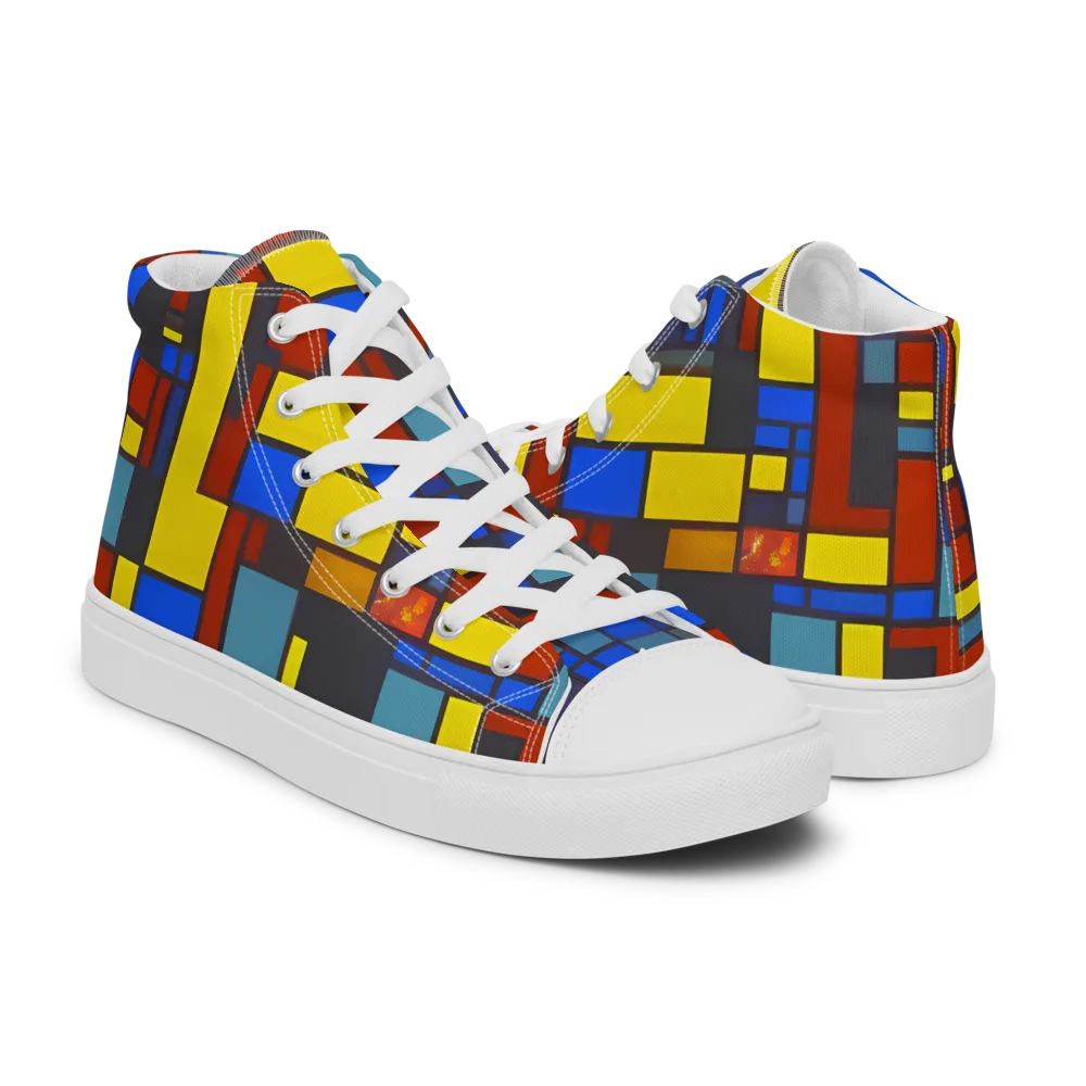 Cobalt Construct on Men's High Top Canvas Shoes — Right