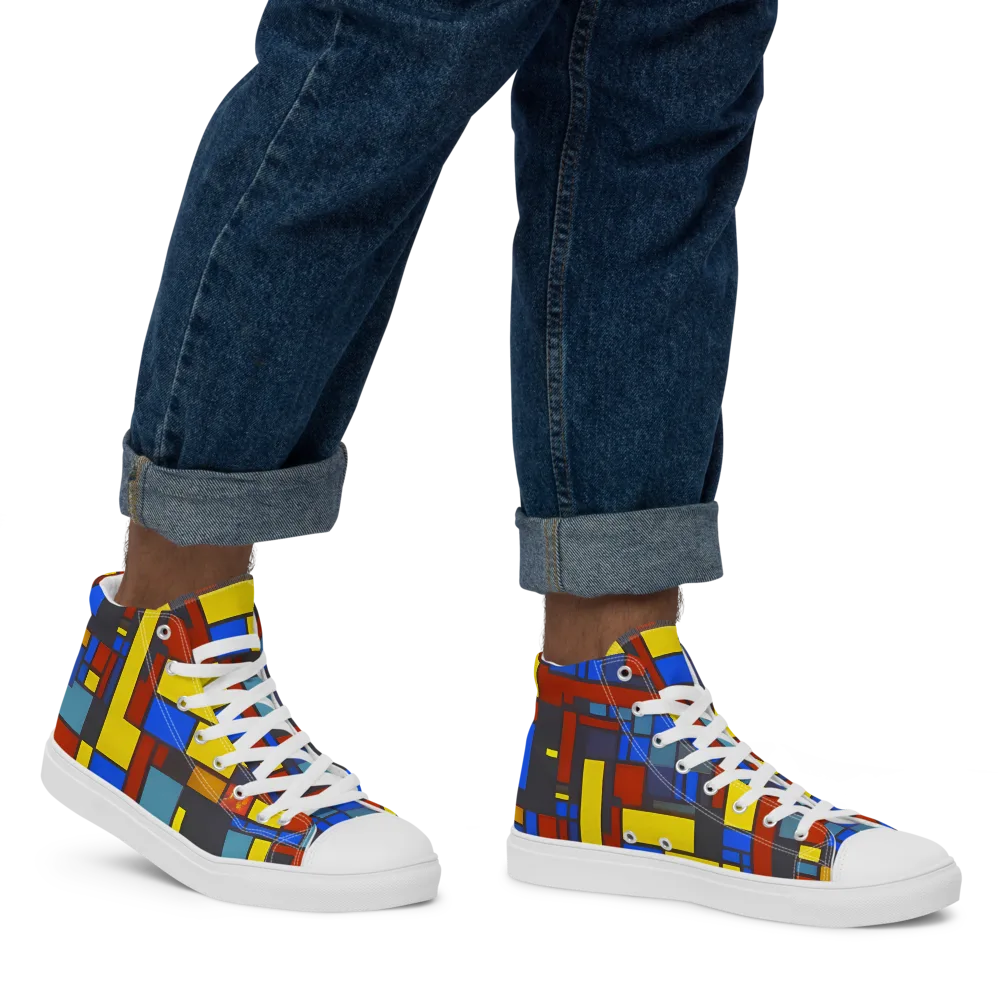 Cobalt Construct on Men's High Top Canvas Shoes — Right