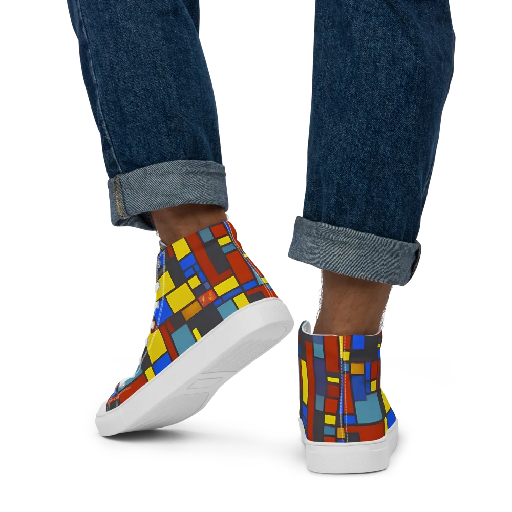 Cobalt Construct on Men's High Top Canvas Shoes — Back
