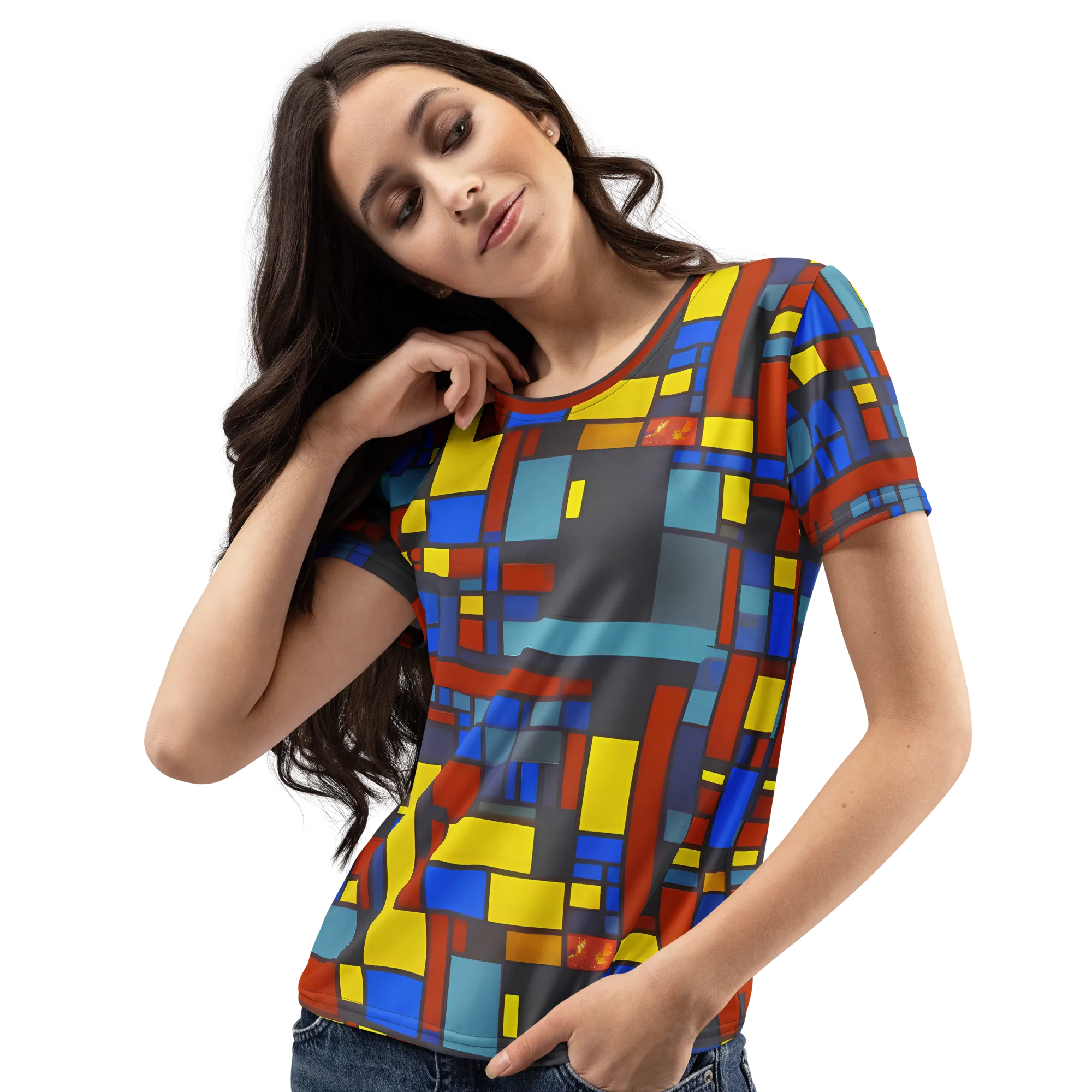 Cobalt Construct on Women's Crew Neck T-Shirt — Left Front