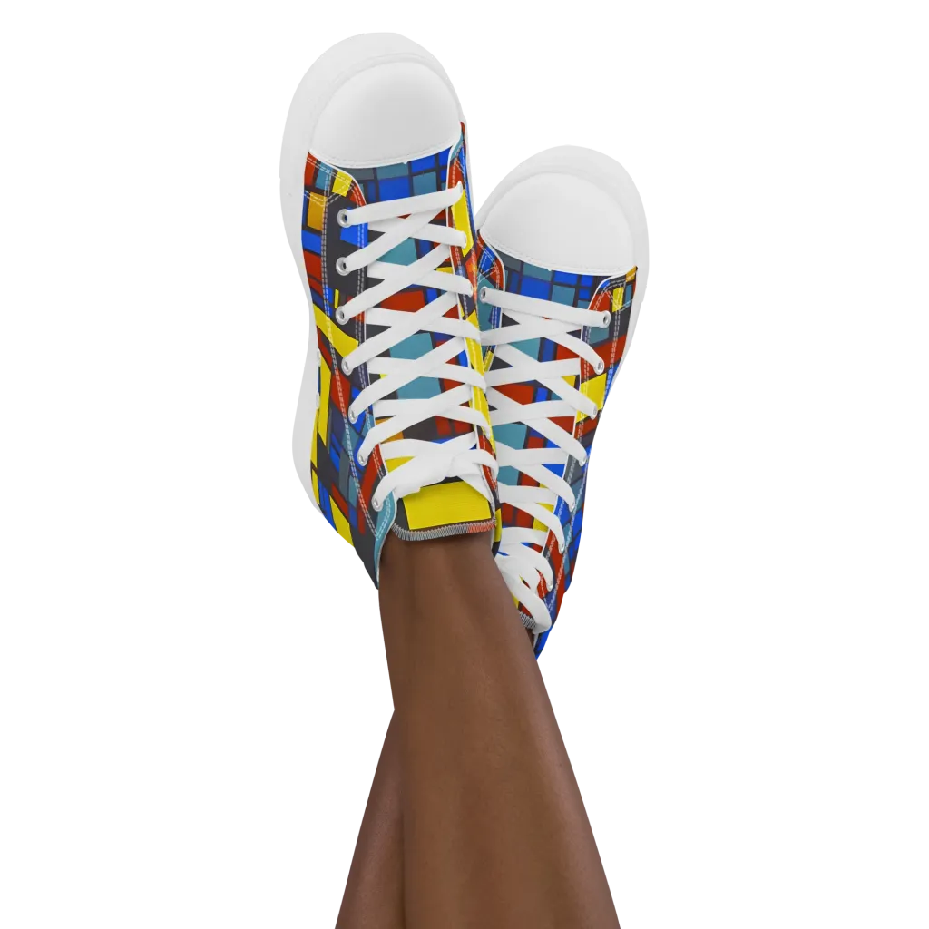 Cobalt Construct on Women's High Top Canvas Shoes — Front