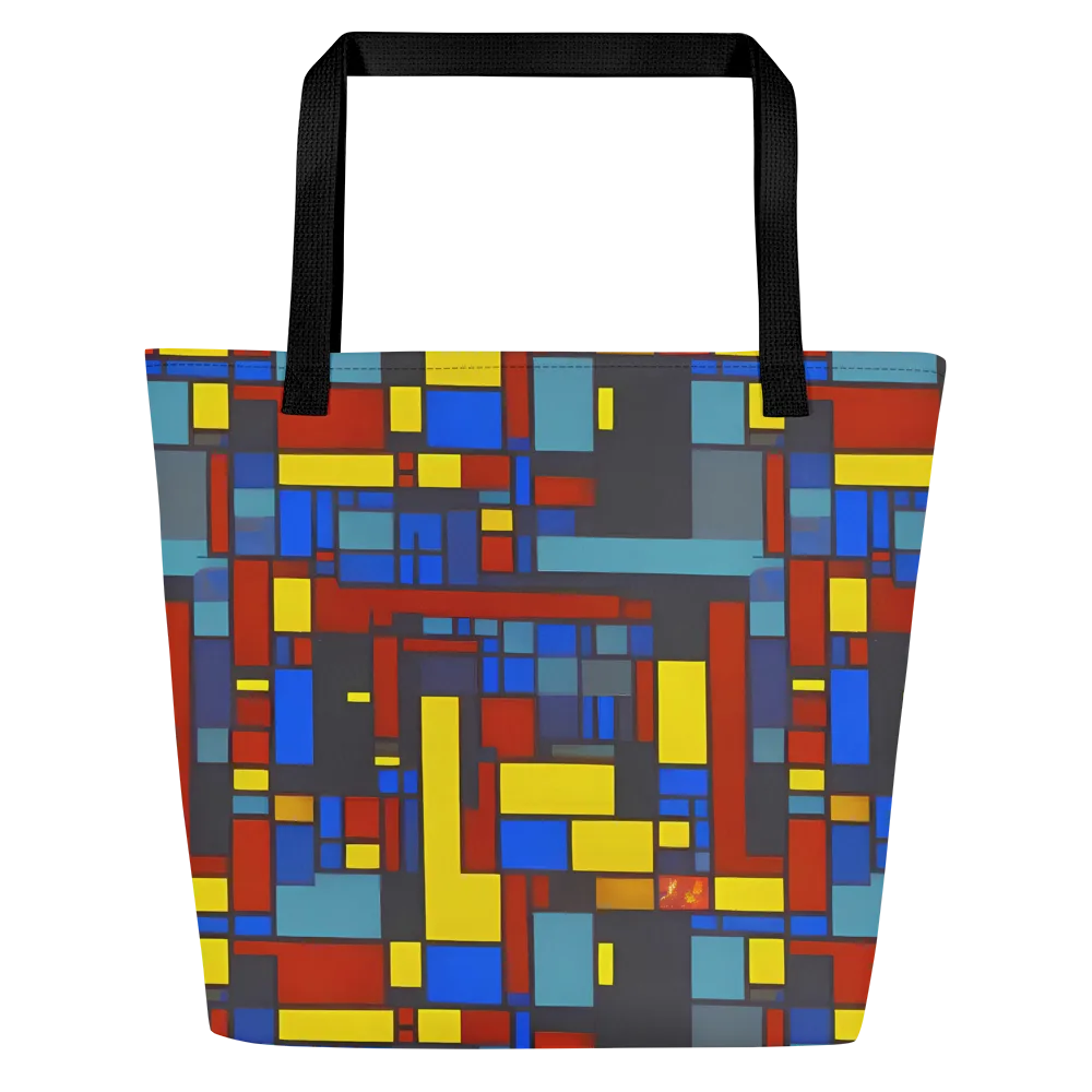 Cobalt Construct on Large Tote Bag W/ Pocket — Front
