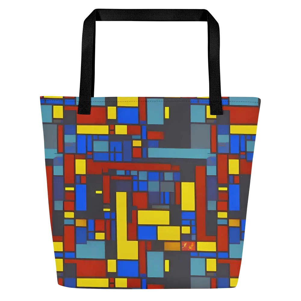 Cobalt Construct on Large Tote Bag W/ Pocket — Front
