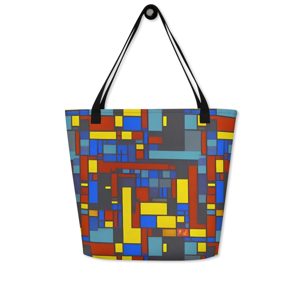 Cobalt Construct on Large Tote Bag W/ Pocket — Front