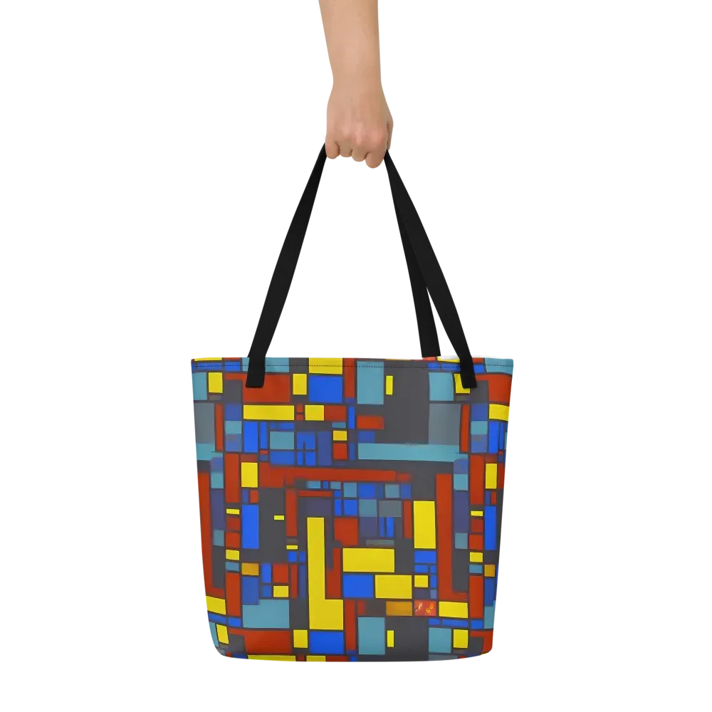 Cobalt Construct on Large Tote Bag W/ Pocket — Front