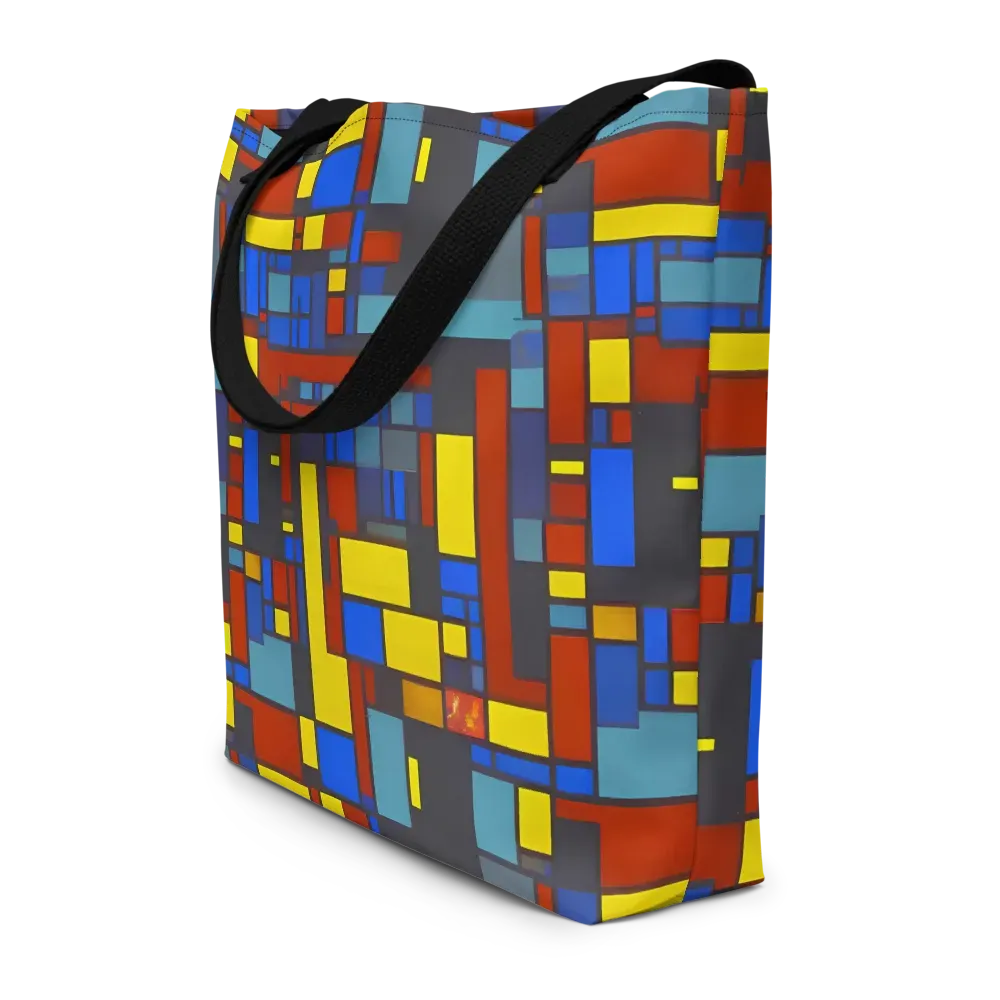 Cobalt Construct on Large Tote Bag W/ Pocket — Front