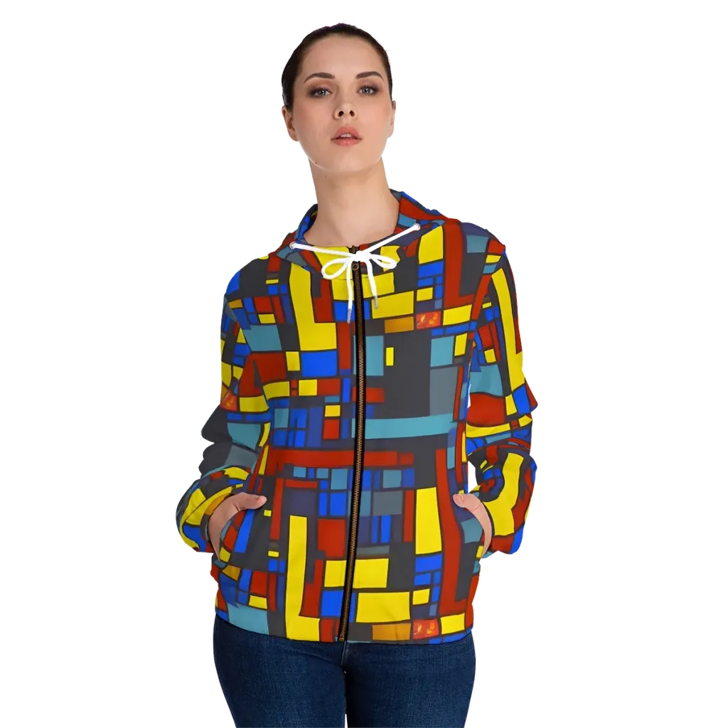 Cobalt Construct on Women's Full-Zip Hoodie — Front On Person