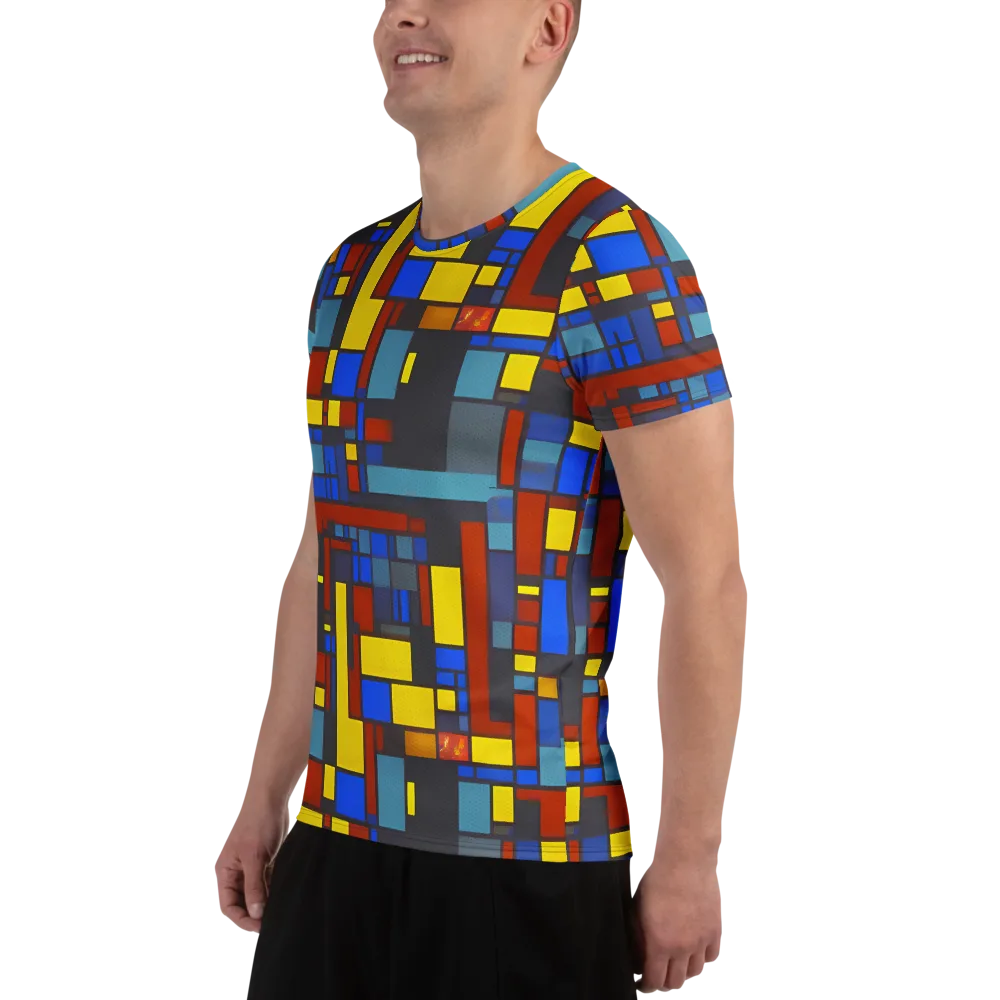 Cobalt Construct on Men's Athletic T-Shirt — Left