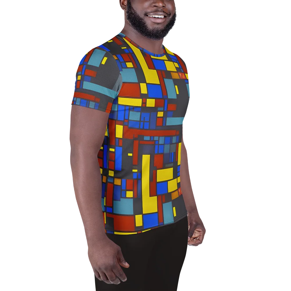 Cobalt Construct on Men's Athletic T-Shirt — Right