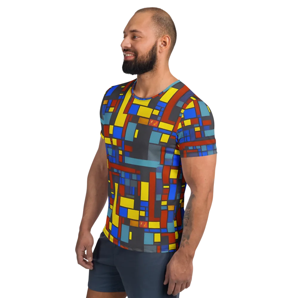 Cobalt Construct on Men's Athletic T-Shirt — Left