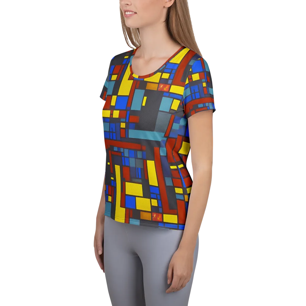 Cobalt Construct on Women's Athletic T-Shirt — Left