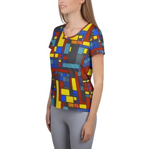 Cobalt Construct on a Women's Athletic T-Shirt