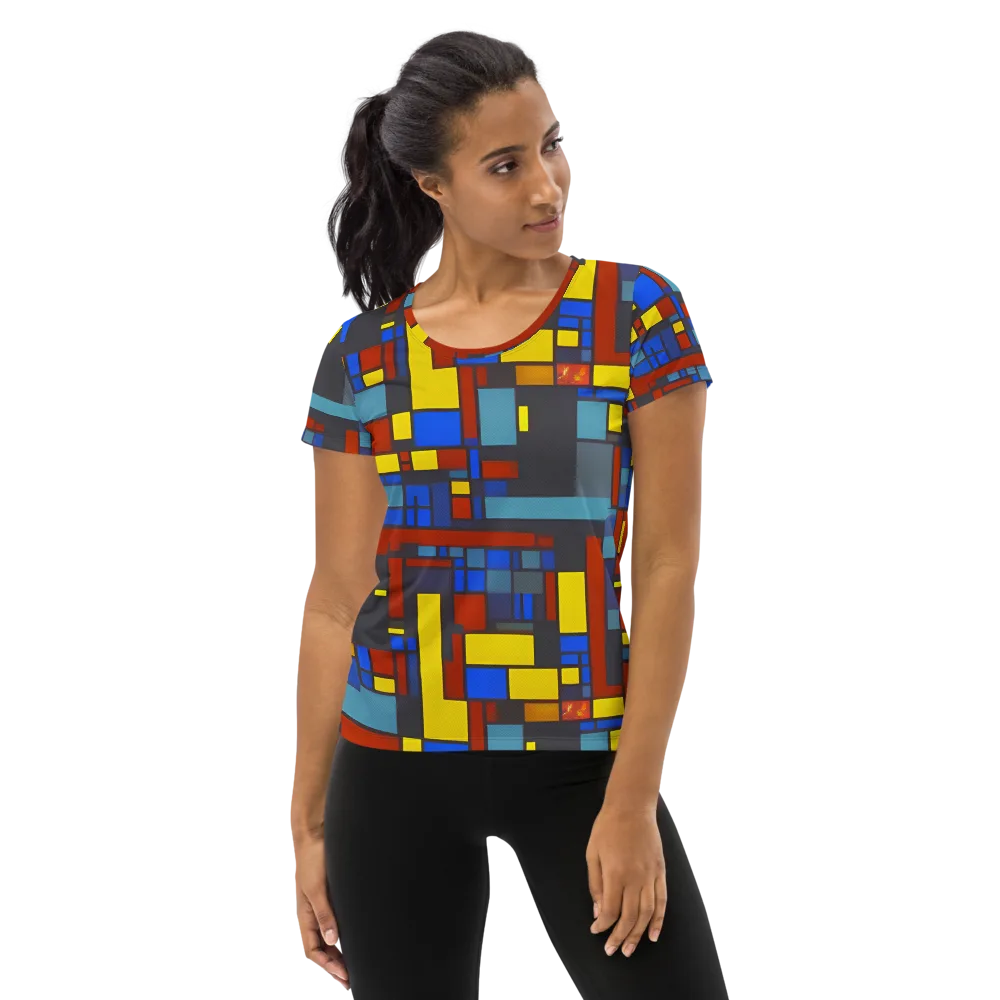 Cobalt Construct on Women's Athletic T-Shirt — Front