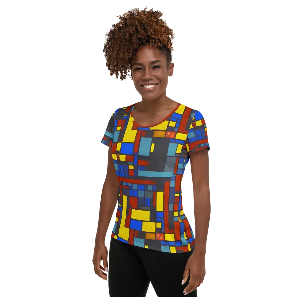 Cobalt Construct on Women's Athletic T-Shirt — Left