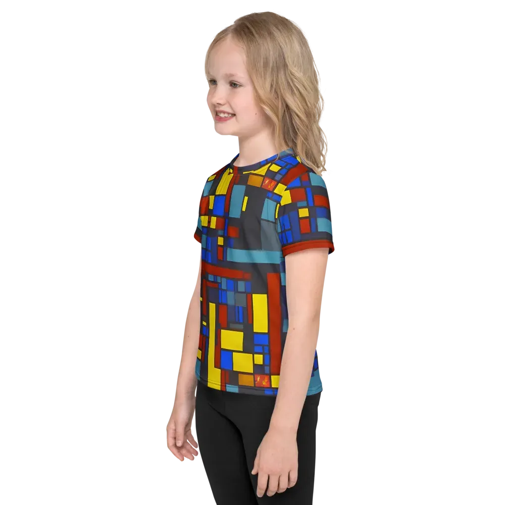 Cobalt Construct on Kids Crew Neck T-Shirt — Left