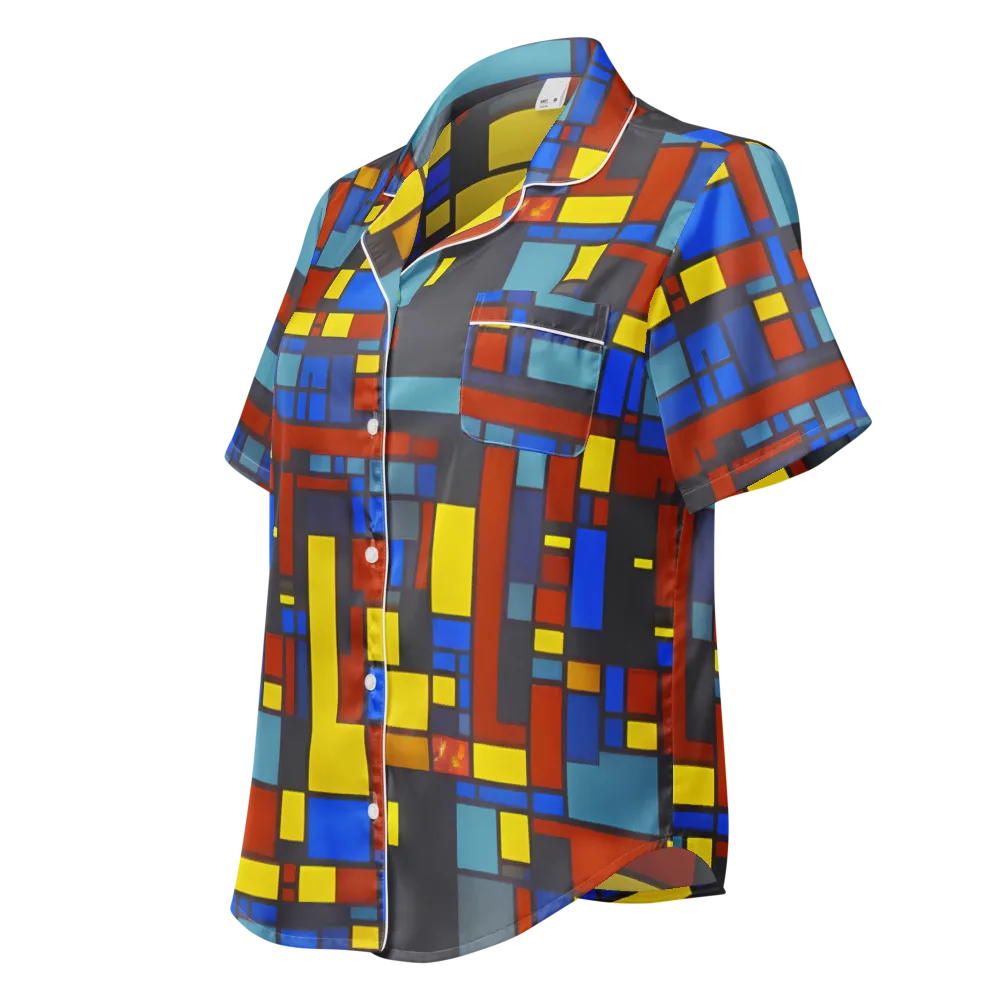Cobalt Construct on Women's Short Sleeve Pajama Top — Left Front