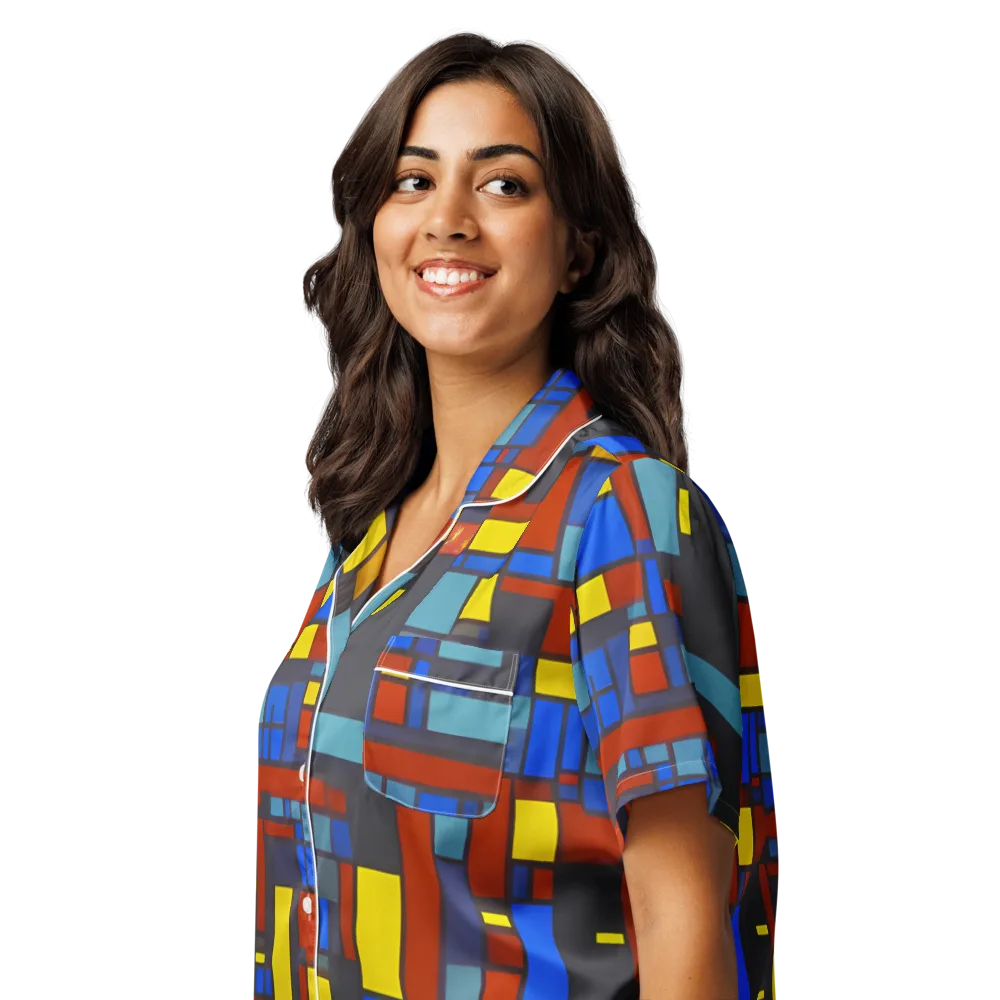 Cobalt Construct on Women's Short Sleeve Pajama Top — Left Front
