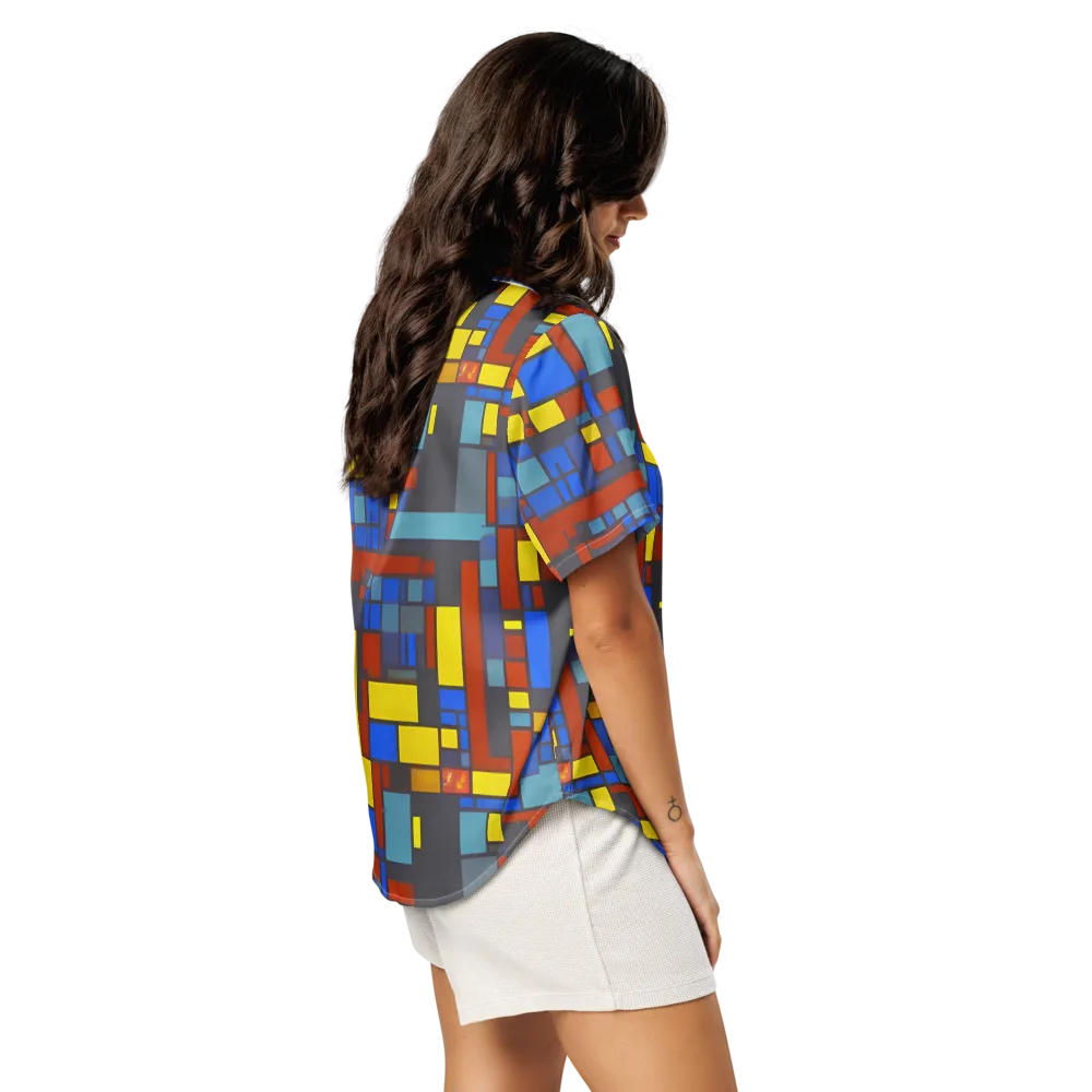 Cobalt Construct on Women's Short Sleeve Pajama Top — Right Back