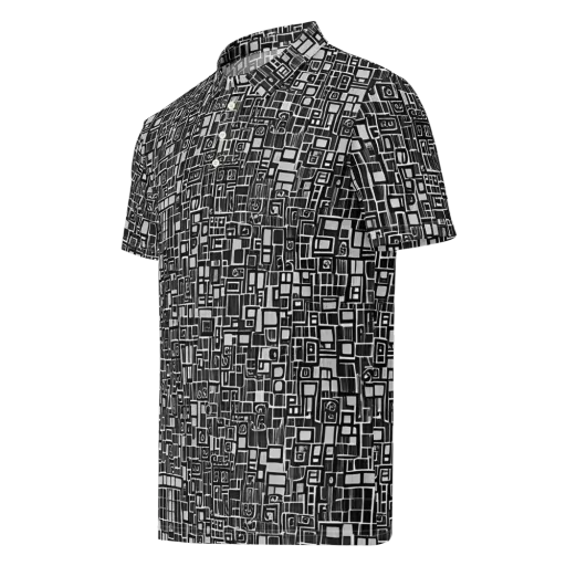 Monochrome Maze on a Men's Slim Fit Polo Shirt