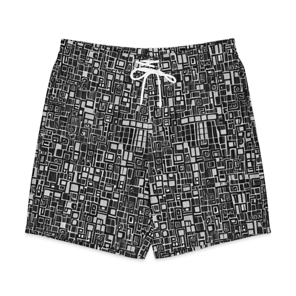 Monochrome Maze on Men's Board Shorts — Front