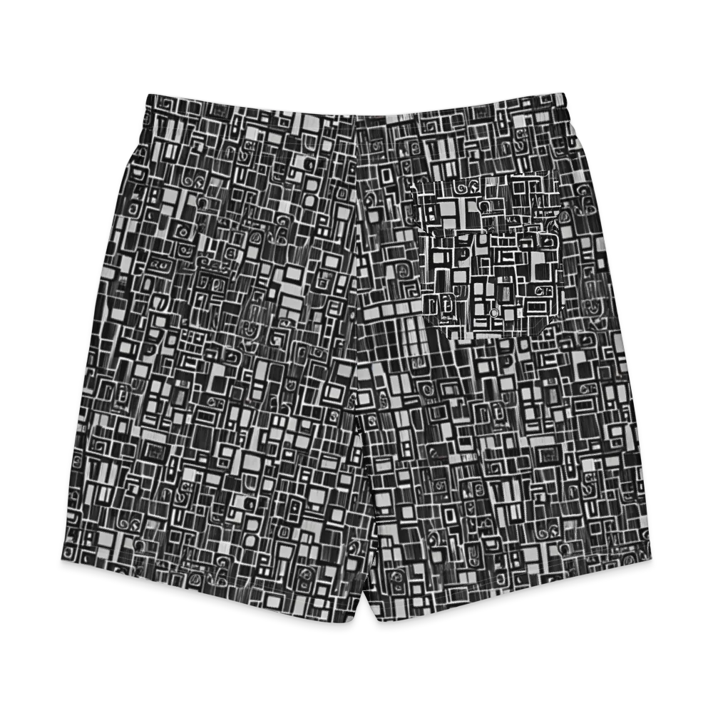Monochrome Maze on Men's Board Shorts — Back