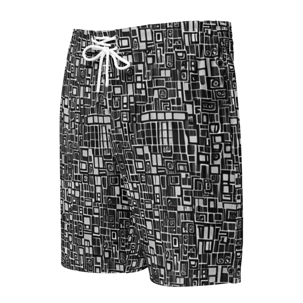 Monochrome Maze on Men's Board Shorts — Front
