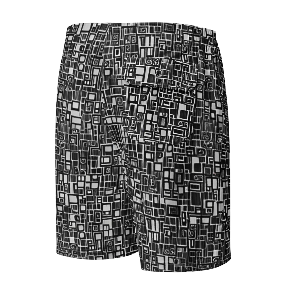 Monochrome Maze on Men's Board Shorts — Back