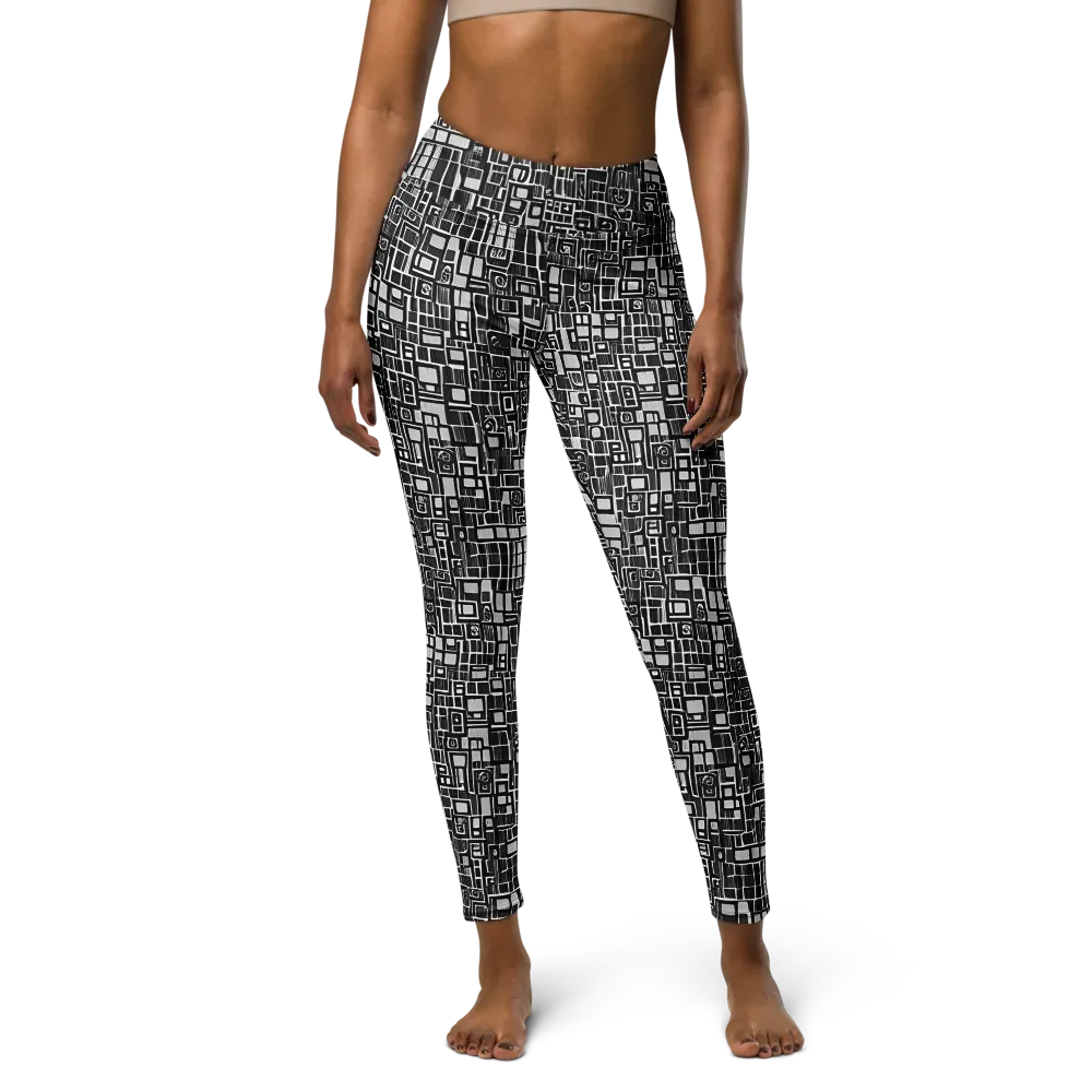 Monochrome Maze on Yoga Leggings — Front
